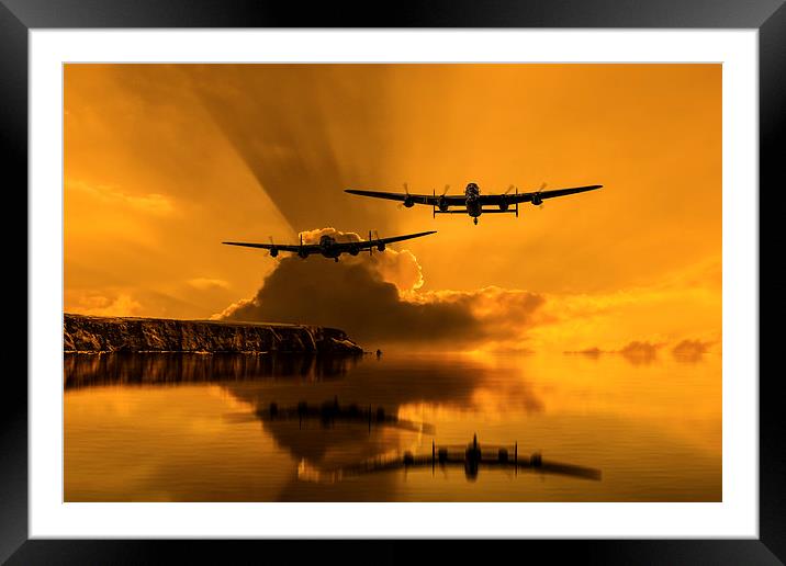  Lancasters and Sun Rays Framed Mounted Print by Oxon Images