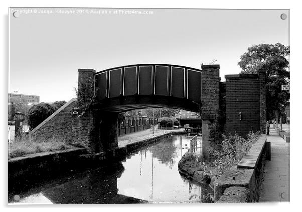 Bridge over Rochdale Canal.  Acrylic by Jacqui Kilcoyne