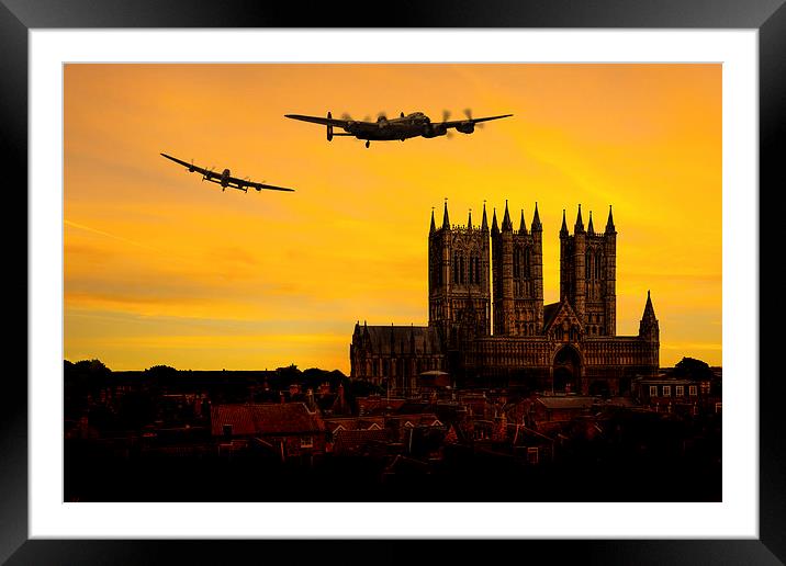 Lancasters over Lincoln Framed Mounted Print by Oxon Images