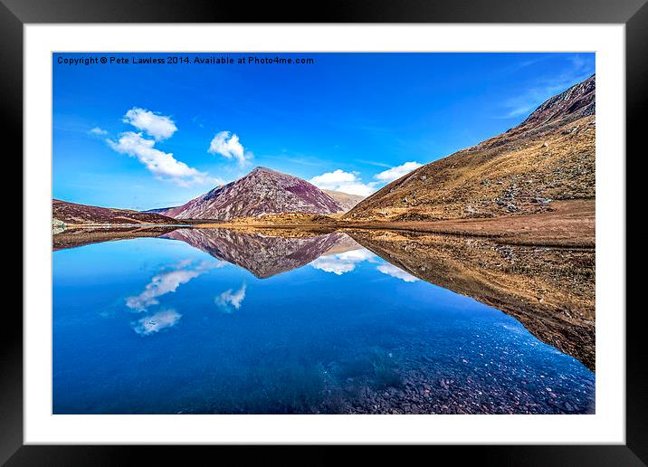  Reflections of Pen Yr Ole Wen in Llyn Idwal, Snow Framed Mounted Print by Pete Lawless