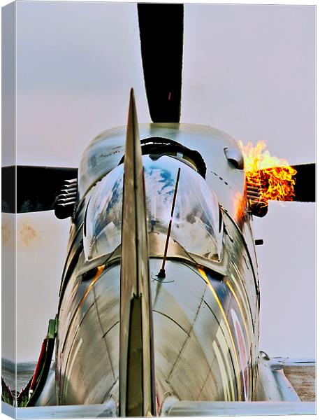  Flaming Spitfire Canvas Print by Claire Hartley