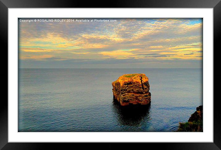"EVENING LIGHT ON ROCK STACK"  Framed Mounted Print by ROS RIDLEY