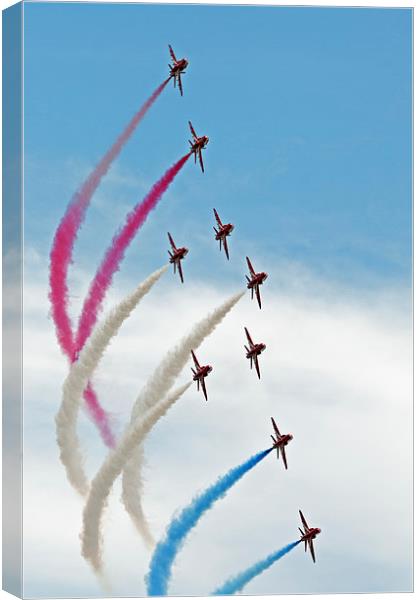  Red Arrows Smoke on Canvas Print by Claire Hartley