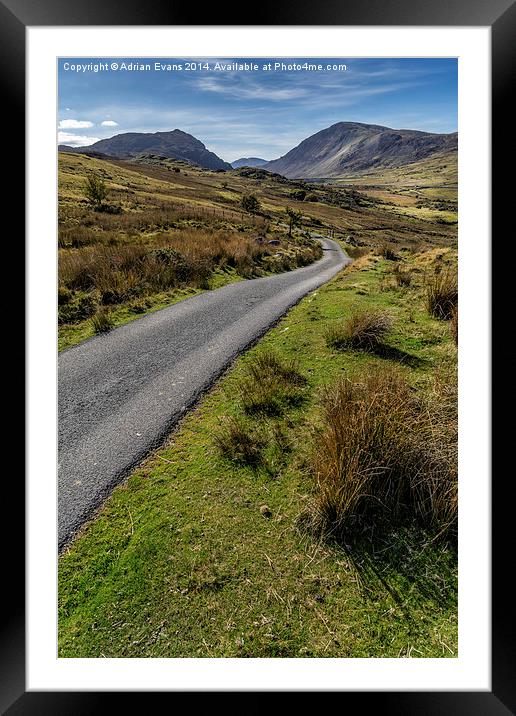 Winding Road to llyn Cowlyd Reservoir Framed Mounted Print by Adrian Evans