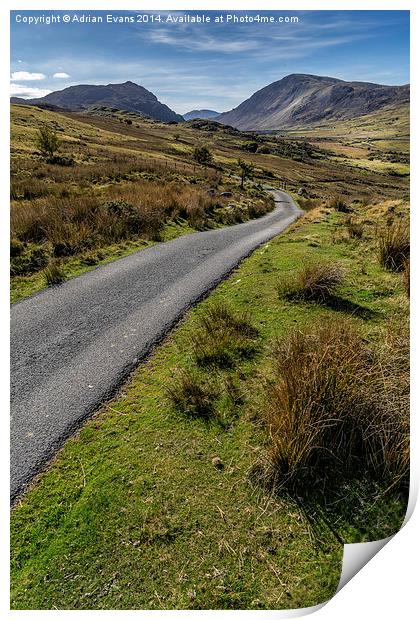 Winding Road to llyn Cowlyd Reservoir Print by Adrian Evans