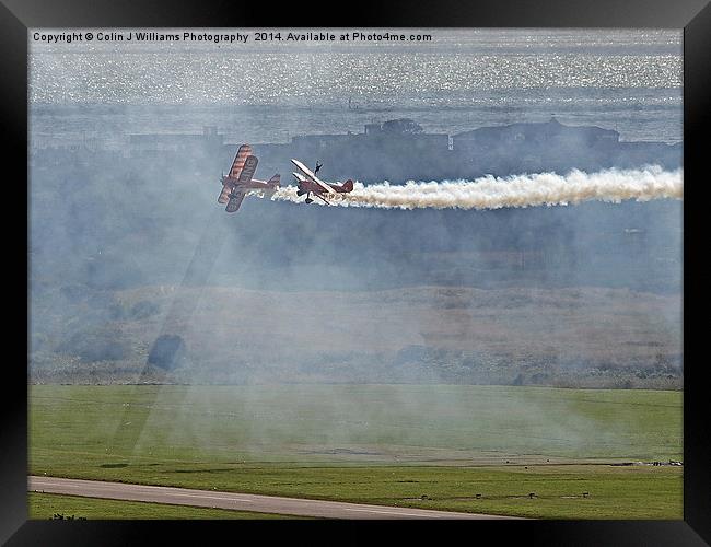  Through The Smoke - Wingwalkers - Shoreham 2014 Framed Print by Colin Williams Photography