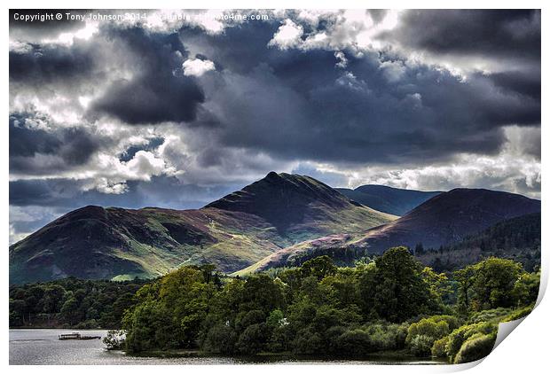  Causey Pike From Derwentwater Print by Tony Johnson
