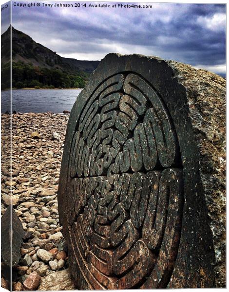 The Millennium Stone, Derwentwater Lake Canvas Print by Tony Johnson