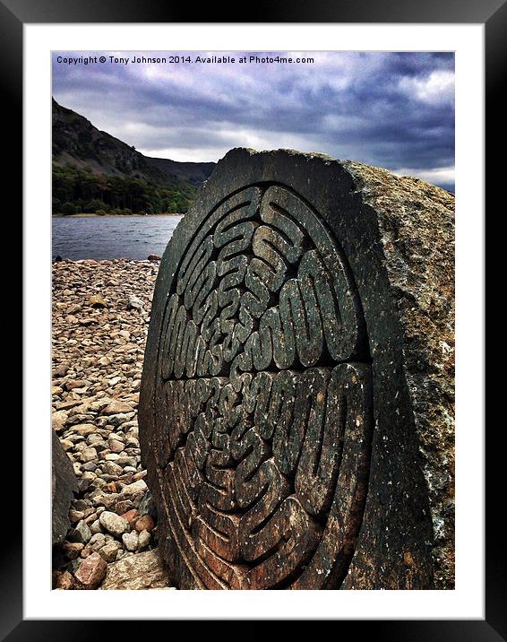 The Millennium Stone, Derwentwater Lake Framed Mounted Print by Tony Johnson