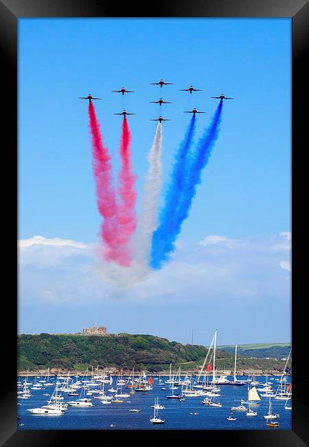 Red Arrows over Pendennis Castle Framed Print by Andrew Ray