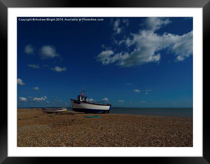  Shingle, Boats and Puffy White Clouds Framed Mounted Print by Andrew Wright