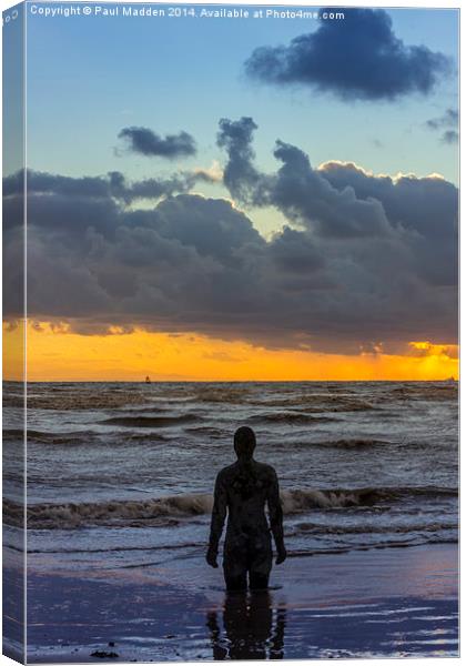 Solitary Iron Man at Crosby Beach Canvas Print by Paul Madden