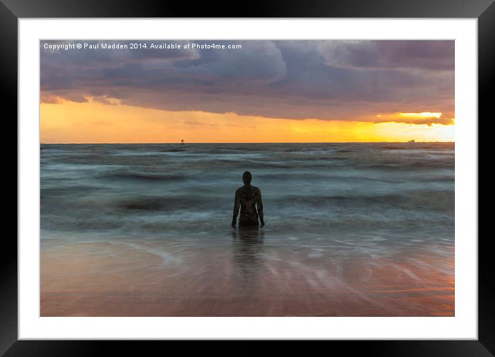 Sunset at Crosby Beach, Liverpool Framed Mounted Print by Paul Madden