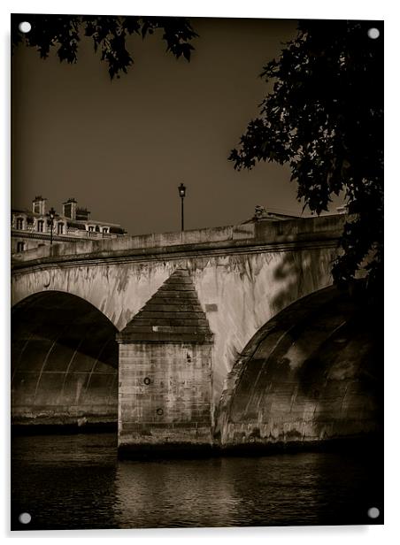 River Seine Bridge Sunrise, Paris, France Acrylic by Mark Llewellyn