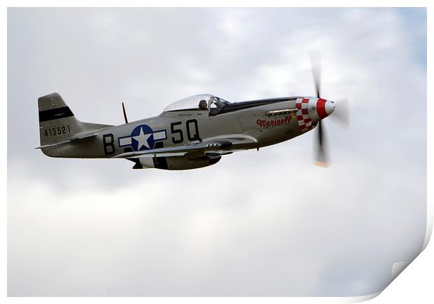   Mustang P51 usa Military @ Flying Machines show  Print by Andy Stringer
