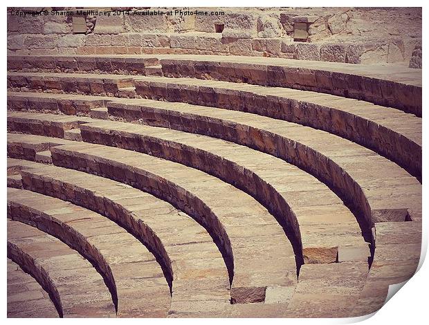Section of an amphitheatre, Kourion, Cyprus Print by Sharon Bowman