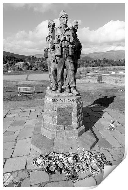 Commando Memorial, Spean Bridge black and white Print by Gary Eason