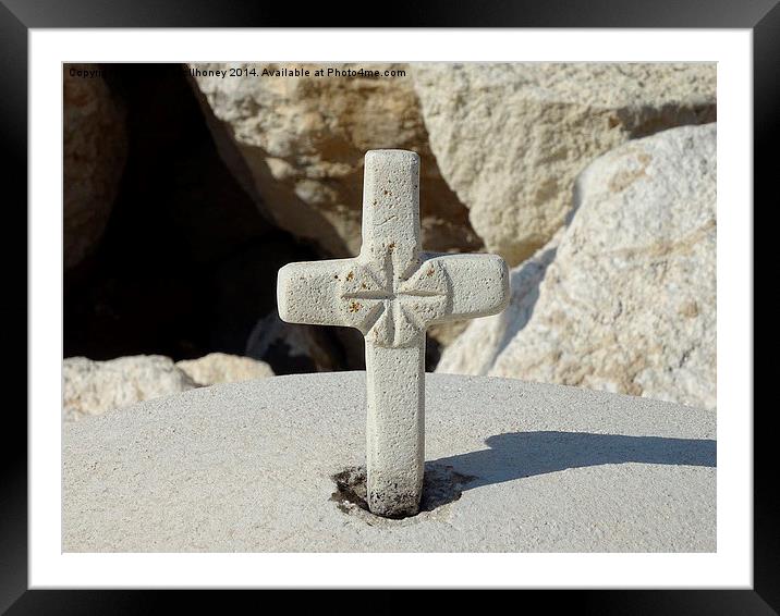  Miniature stone cross Framed Mounted Print by Sharon Bowman