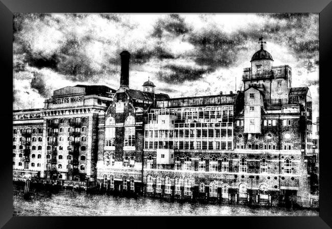  Butlers Wharf London Vintage Framed Print by David Pyatt