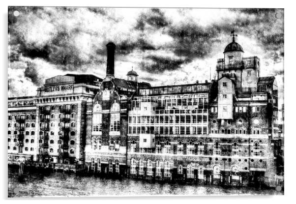  Butlers Wharf London Vintage Acrylic by David Pyatt