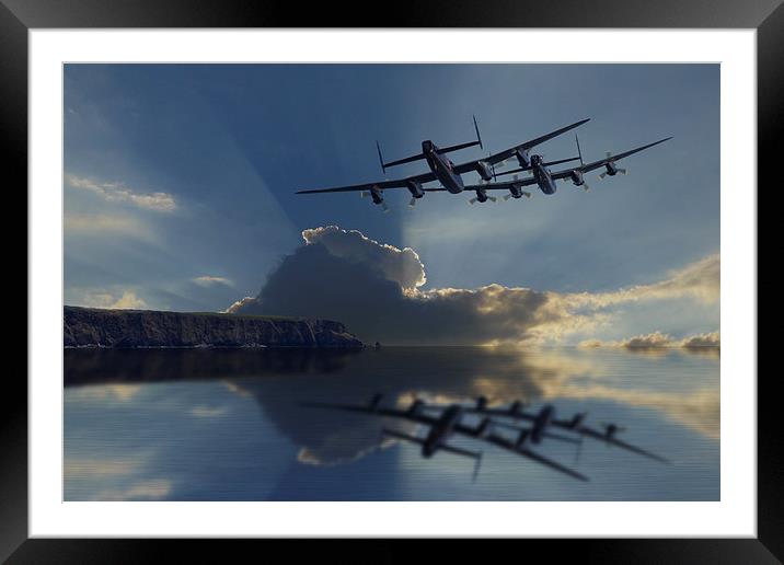  Lancasters into the sunrays Framed Mounted Print by Oxon Images