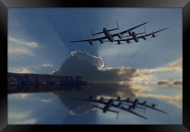  Lancasters into the sunrays Framed Print by Oxon Images