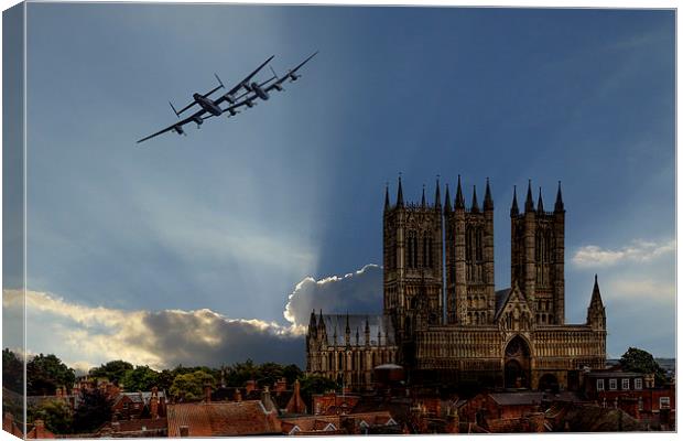 Lancasters over Lincoln Canvas Print by Oxon Images