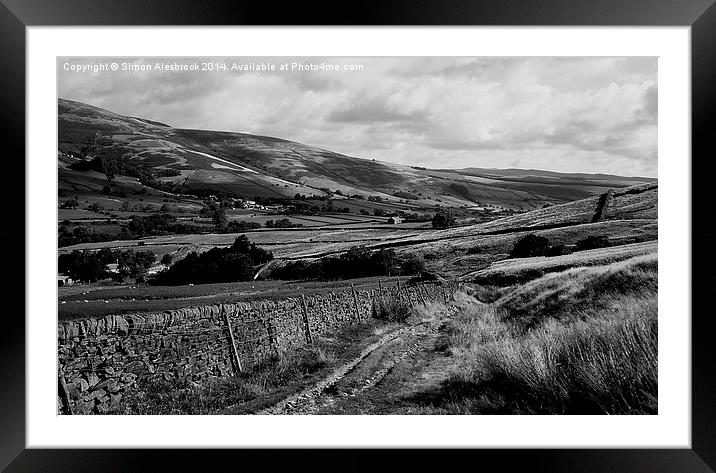  Derbyshire in mono Framed Mounted Print by Simon Alesbrook