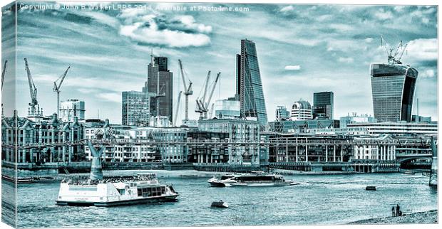  River Thames and the London Skyline  England Canvas Print by John B Walker LRPS