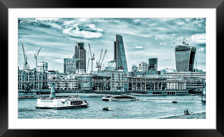  River Thames and the London Skyline  England Framed Mounted Print by John B Walker LRPS