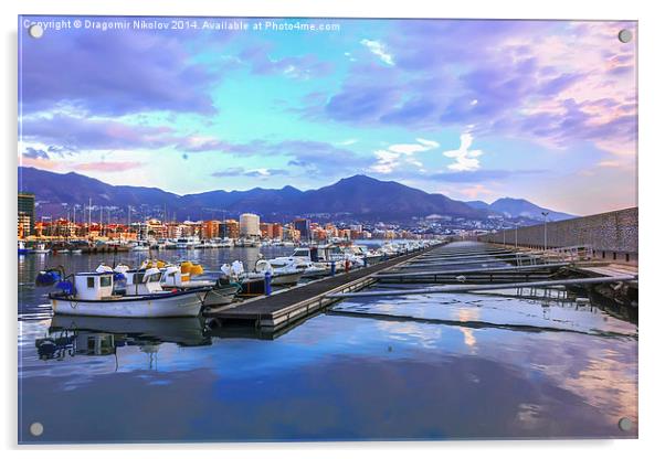  Port in Fuengirola, Spain Acrylic by Dragomir Nikolov