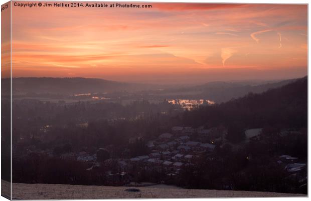 Winter Sunrise Thames valley Canvas Print by Jim Hellier