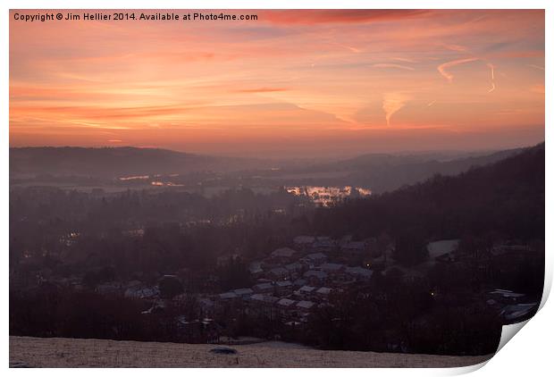 Winter Sunrise Thames valley Print by Jim Hellier