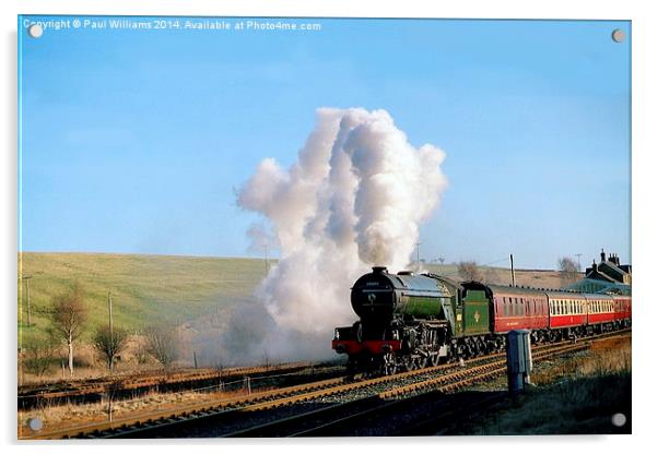  Green Arrow Departing from Hellifield Acrylic by Paul Williams