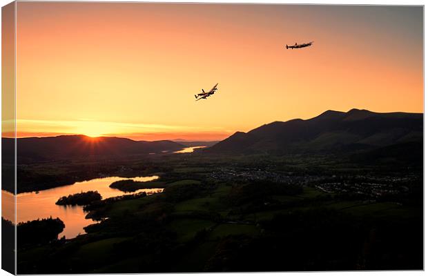 Lancasters Flying Over Keswick Canvas Print by Roger Green
