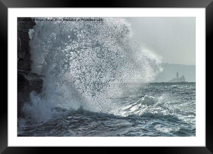 Angry Waves at Porthtowan Framed Mounted Print by Roger Butler