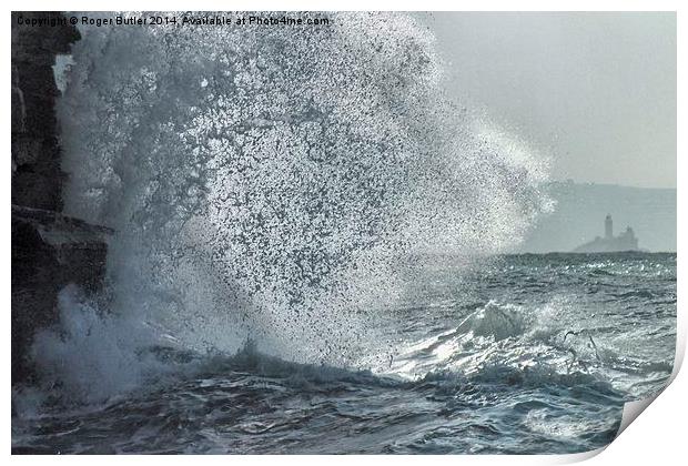 Angry Waves at Porthtowan Print by Roger Butler