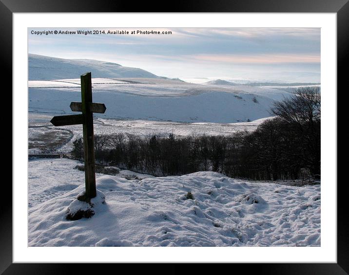 Sign Post To Mam Tor Framed Mounted Print by Andrew Wright