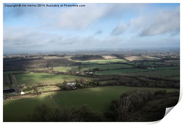 Watership down county of Hampshire view from Beaco Print by Jim Hellier