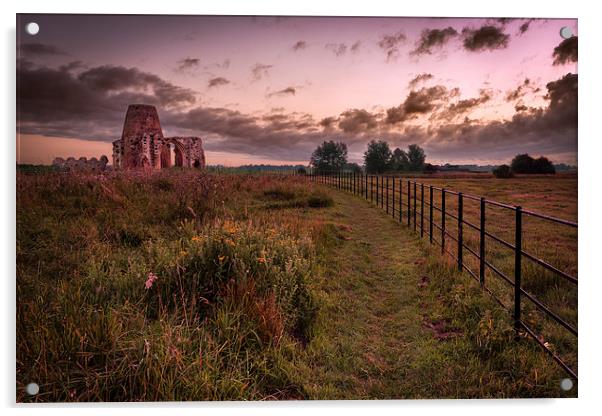 St Benets Abbey with fence Acrylic by Stephen Mole