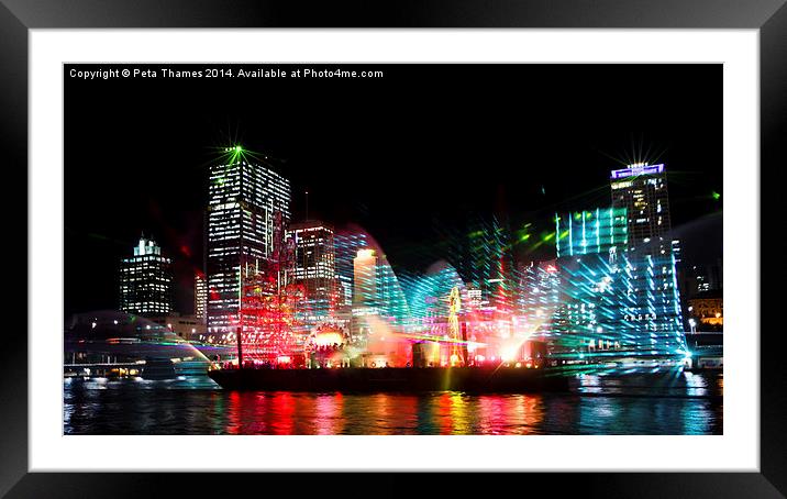 Brisbane City of Lights Framed Mounted Print by Peta Thames