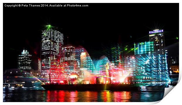 Brisbane City of Lights Print by Peta Thames