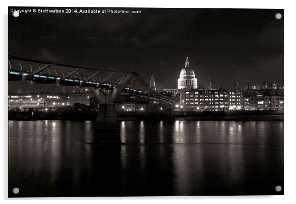  the millennium bridge and st paul's cathedral Acrylic by Brett watson