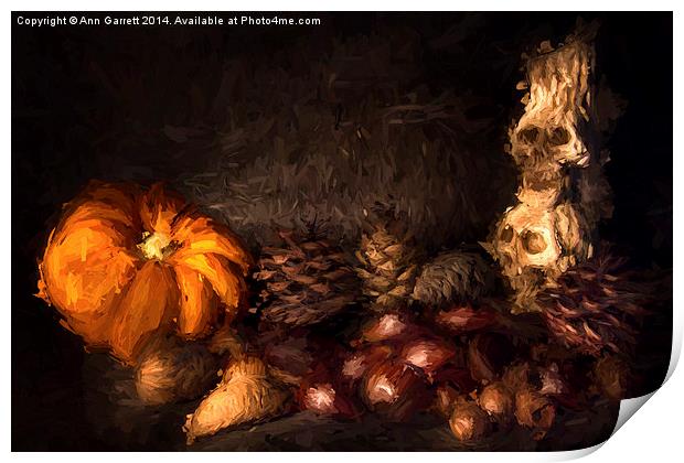 Halloween Still Life - 2 - Digital Painting Print by Ann Garrett