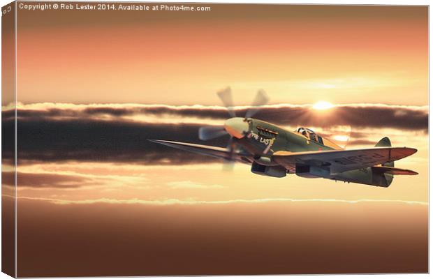 The Last Spitfire Climbs in the sun Canvas Print by Rob Lester