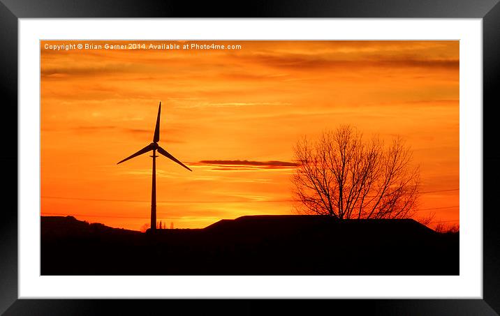  Bevoir Vale Wind Turbine Sunset Framed Mounted Print by Brian Garner