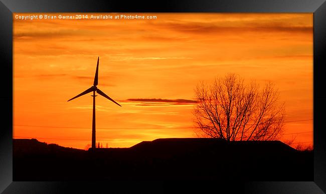  Bevoir Vale Wind Turbine Sunset Framed Print by Brian Garner