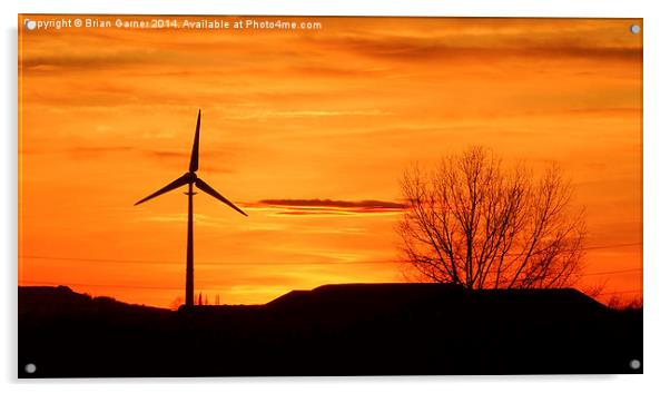  Bevoir Vale Wind Turbine Sunset Acrylic by Brian Garner