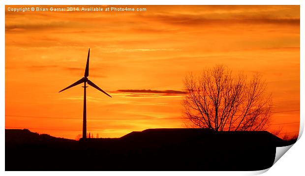 Bevoir Vale Wind Turbine Sunset Print by Brian Garner