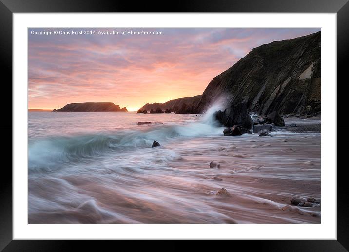  Sunset Waves at Marloes Sands Framed Mounted Print by Chris Frost